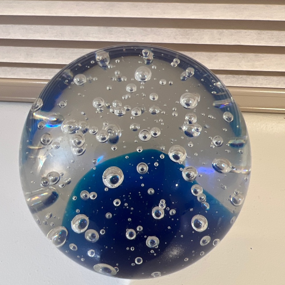 Home Room Decor Bubbles Blue Paperweight Globe